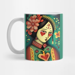 Girl with hearts Mug